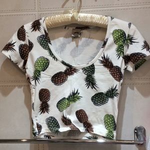 ASOS Pineapple Print White Crop Top